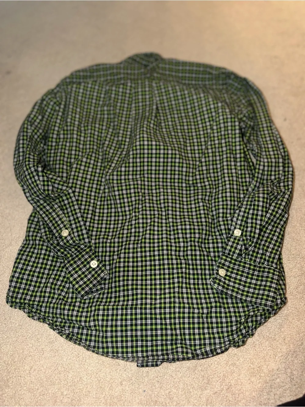 Polo Ralph Lauren Green and Black Plaid Button-Down Shirt Medium size 10-12
